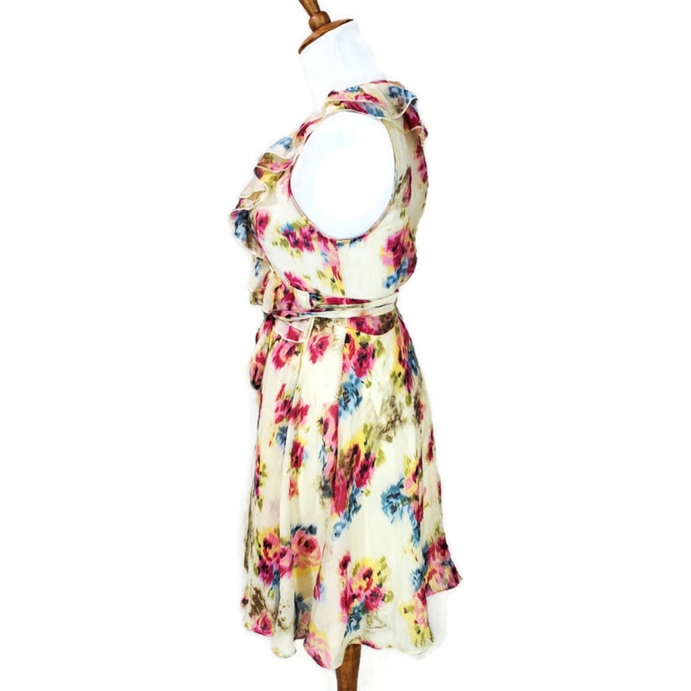 ARK & Co. 60% Silk Floral Feminine Real Wrap Dress in Small - Picture 4 of 15